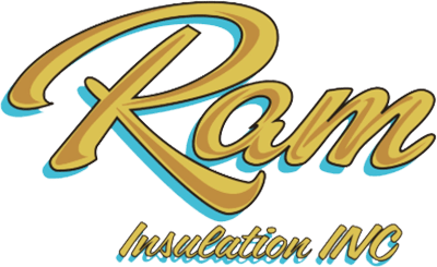 Logo of "Ram Insulation INC" in stylized gold and blue text on a transparent background.